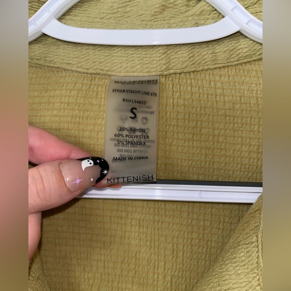 Kittenish Light Olive Button Down Shirt - Picture 3 of 6